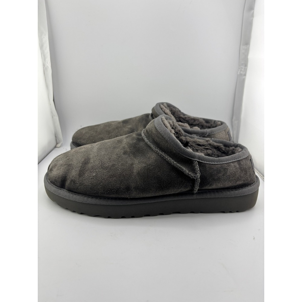 UGG Classic Slipper Charcoal Grey Suede Sheepskin Lined Shoes Womens 10 1113470